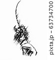 釣りイラスト　投げ釣り　白黒イラスト2 63734700