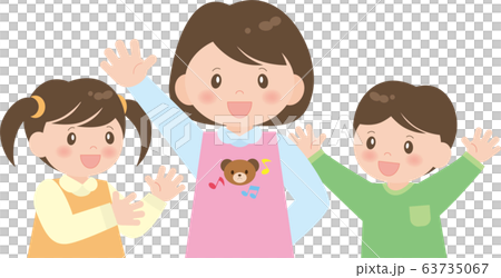 Nursery teacher and nursery school child upper body Nursery teacher and nursery school child upper body 63735067