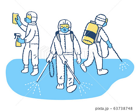 感染症対策イメージ　消毒作業をする人　 63738748