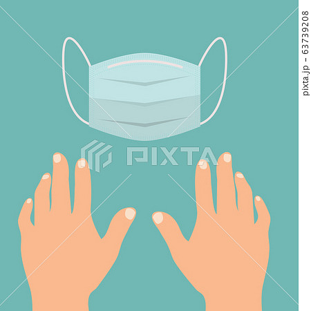 Hands with medical mask concept vector 63739208