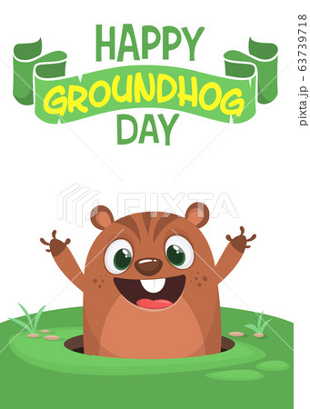 Happy cartoon groundhog on his day. Vector Happy cartoon groundhog on his day. Vector 63739718