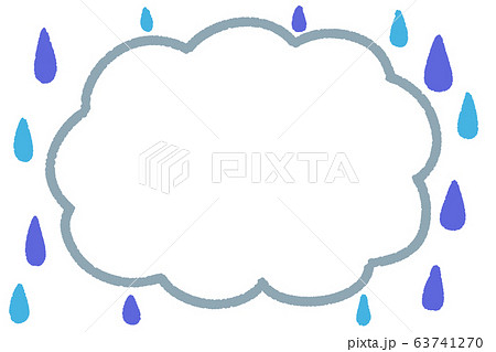 雨と雲の手書き風フレームのイラスト素材