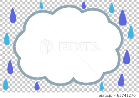 雨と雲の手書き風フレームのイラスト素材