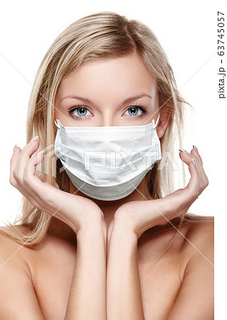 corona virus concept. woman in protective mask corona virus concept. woman in protective mask 63745057