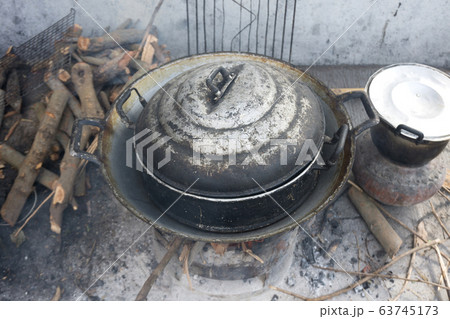 The old brazier for setting fire to cooking in The old brazier for setting fire to cooking in 63745173