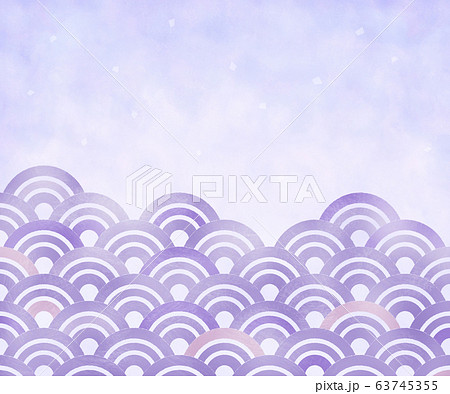 青海波 バナー背景（300：250）手描き風（紫系） 63745355