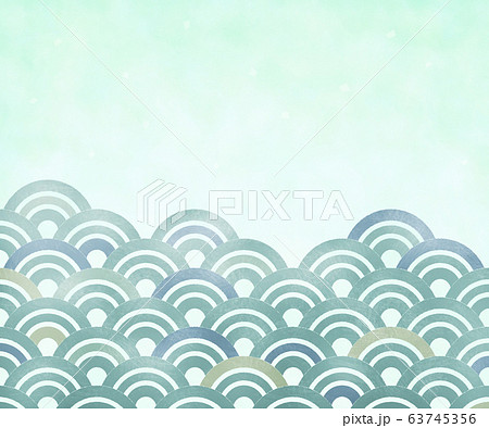 青海波 バナー背景(300:250)手描き風(緑系) 青海波 バナー背景(300:250)手描き風(緑系) 63745356