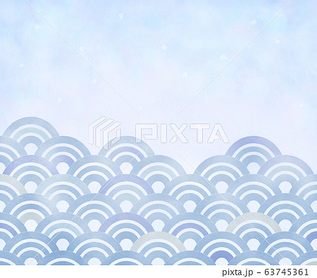 青海波 バナー背景（300：250）手描き風（青系） 63745361