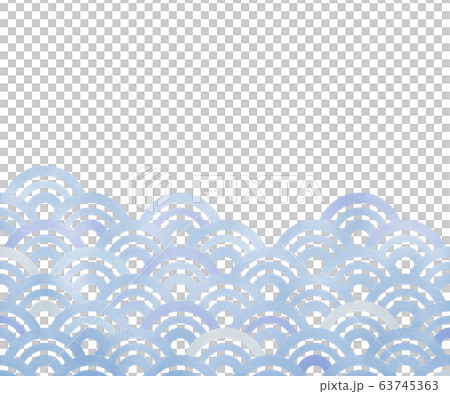 青海波 バナー背景（300：250）手描き風（青系）〔JPG／PNG背景透過〕 63745363