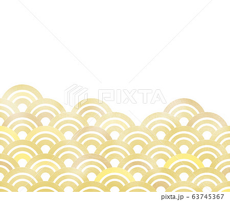 青海波 バナー背景（300：250）手描き風（黄系）〔JPG／PNG背景透過〕 63745367