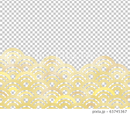 青海波 バナー背景（300：250）手描き風（黄系）〔JPG／PNG背景透過〕 63745367