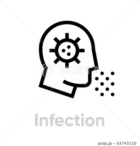 Silhouette face sick man symbol microbe. Infection Mask icon. Editable line vector. 63745520