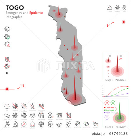 Map of Togo Epidemic and Quarantine Emergency...のイラスト素材 [63746188] - PIXTA