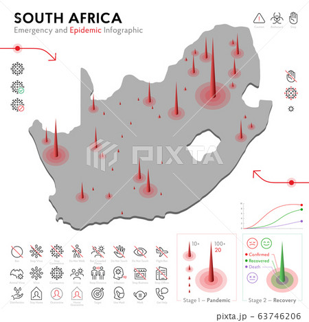 Map Of South Africa Epidemic And Quarantine...のイラスト素材 [63746206] - PIXTA