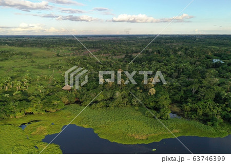 Amazon forest and lake aerial view peru jungle Pucallpa Amazon forest and lake aerial view peru jungle Pucallpa 63746399