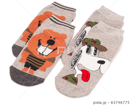 two pairs of unisex socks isolated on white background. two pairs of unisex socks isolated on white background. 63746775