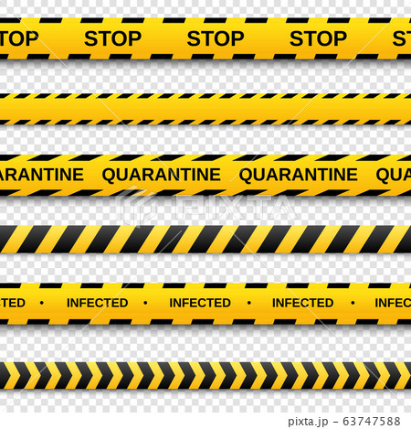 Warning yellow and black seamless tapes on transparent background. Safety fencing ribbon Warning yellow and black seamless tapes on transparent background. Safety fencing ribbon 63747588