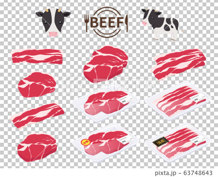 牛肉と牛のイラストセットのイラスト素材