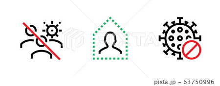 Set of Group Ban, Stay Home, Coronavirus Protect icons. Editable line vector. Set of Group Ban, Stay Home, Coronavirus Protect icons. Editable line vector. 63750996