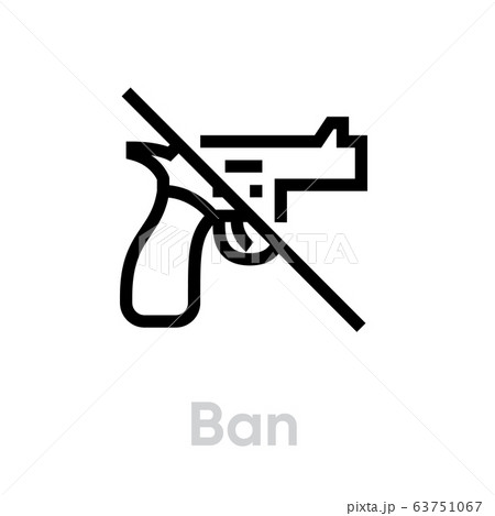 Ban gun shot icon. Editable line vector. Ban gun shot icon. Editable line vector. 63751067