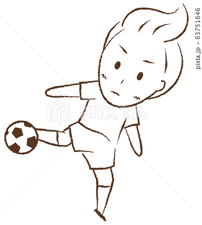 サッカーをする少年 シュートのイラスト素材