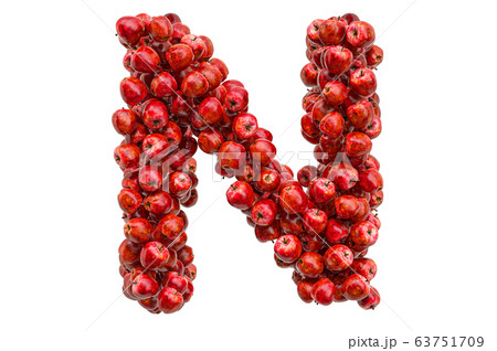 Letter N from red apples, 3D rendering 63751709