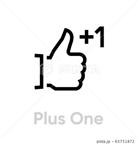 Plus One Thumb Up Down Icon Editable Line Vector のイラスト素材