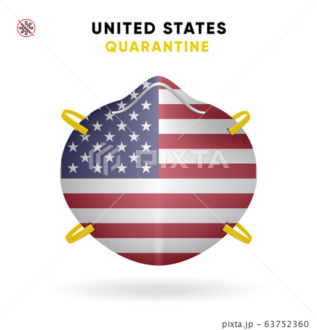 United States Quarantine Mask with Flag. Medical Precaution Concept. Vector illustration Coronavirus isolated on white background. Template Danger of Coronavirus 63752360