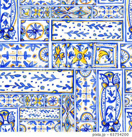 Watercolor geometric ornament square seamless 63754200