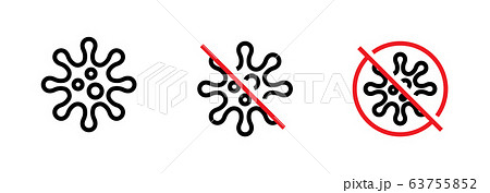 Red STOP Virus sign set Editable Line icons 63755852