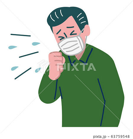 男性　せき　くしゃみ　花粉症　マスク 63759548