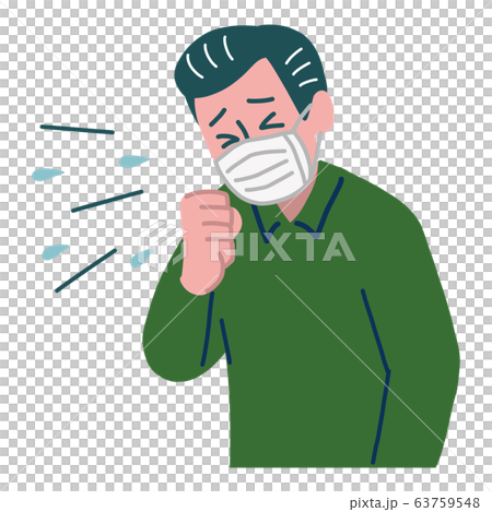 男性　せき　くしゃみ　花粉症　マスク 63759548