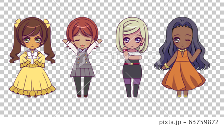 Cute girl character SD illustration set Cute girl character SD illustration set 63759872