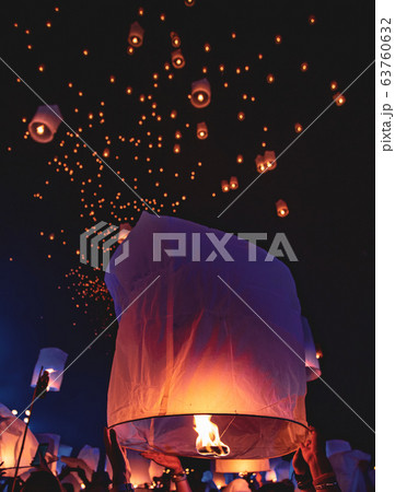 Lanterns festival, Yee Peng and Loy Khratong in Chiang Mai in Thailand Lanterns festival, Yee Peng and Loy Khratong in Chiang Mai in Thailand 63760632