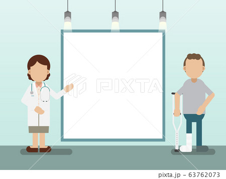 Doctor with blank board and patient 63762073