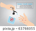 hands sanitizer corona virus or COVID-19. fingers press on top of bottle alcohol gel in hands full virus with text box wash your hand concept health 63766055