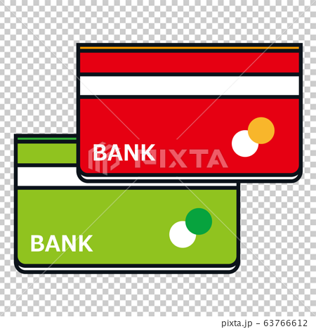 緑色と赤の銀行通帳のイラストのイラスト素材