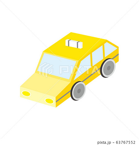 かわいい黄色のタクシーのイラストのイラスト素材