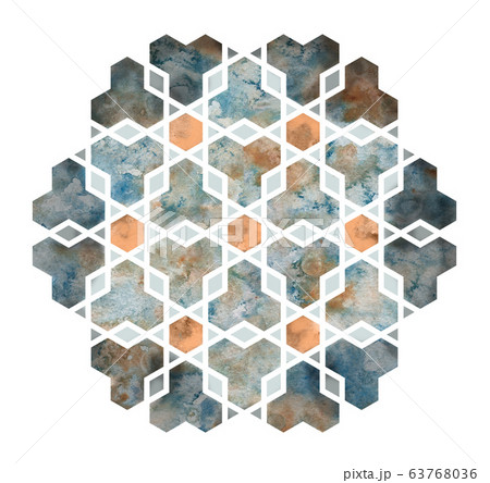 Arabesque watercolour tile element. Arabesque watercolour tile element. 63768036