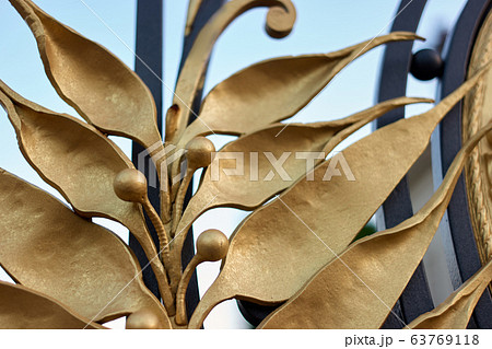 Golden steel branch decoration. 63769118