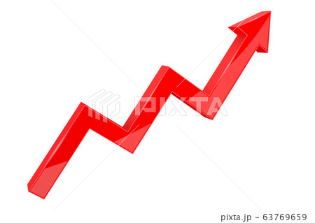 Financial indication arrow. Up red shiny 3d graph 63769659