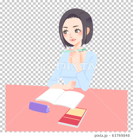 勉強をする女性 63769848