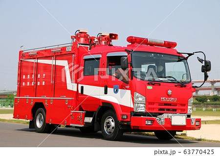 東京消防庁 救助車 型 消防車の写真素材