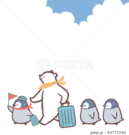 旅行ペンギンヒナ達シロクマ大青空フレーム 63771590