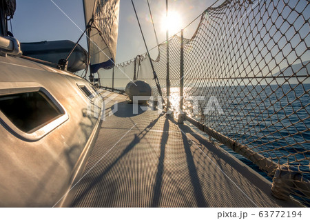 Deck of a Sailing Yacht in Sunny Weather Deck of a Sailing Yacht in Sunny Weather 63772194