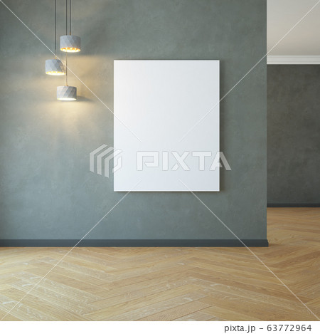 empty room with light and blank pictures, 3d 63772964