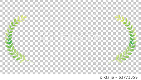 緑色の水彩タッチの月桂冠・月桂樹のフレーム・飾り罫・オーナメント（ワイド） 63773359