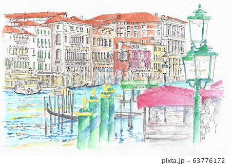 世界遺産の街並み・イタリア・ヴェニスの大運河 63776172