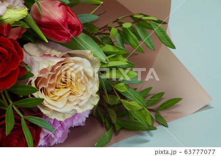 Detail closeup of beautiful bridal bouquet in 63777077