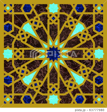 Old islamic tile. Arabesque square 63777980